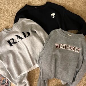 3 Cropped Crewnecks from Pacsun